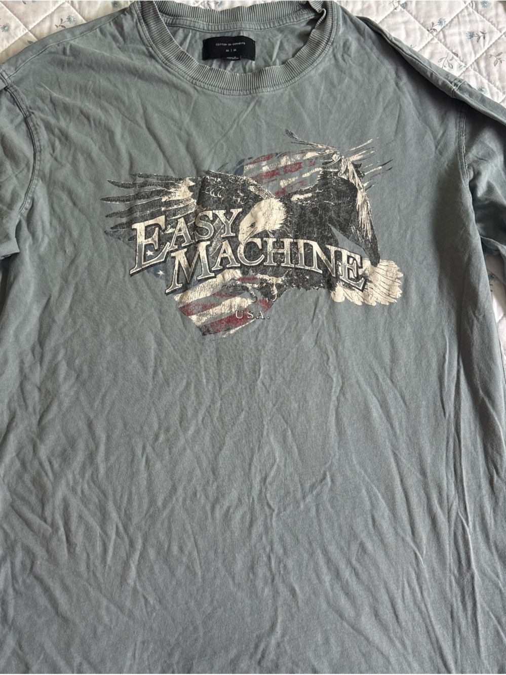 Cotton On Men's Sage Green Long Sleeve Graphic Tee